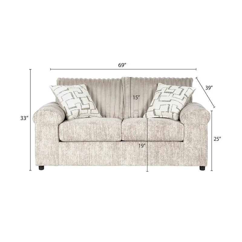 Roundhill Furniture Nason Wide Wale Corduroy Sofa, Loveseat, and Cuddle Chair Collection - image 13