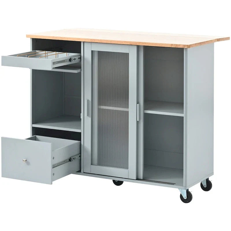 Merax Spacious Kitchen Island Cart with Adjustable Shelf and Dual Drawers - image 6