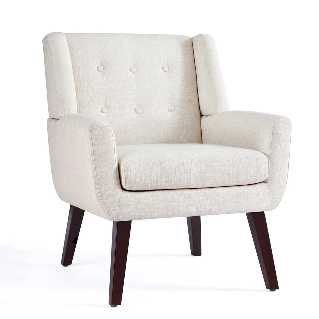 HUIMO Accent Chair, Button-Tufted Upholstered Living Room Chairs, Mid Century Modern Comfy Reading Chairs for Bedroom, Living