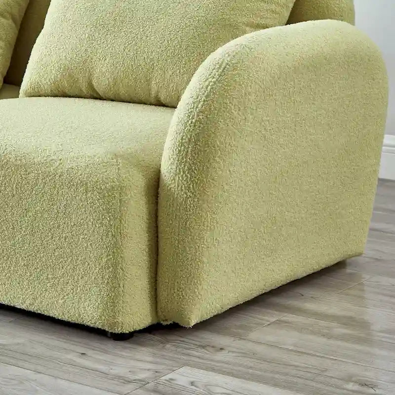 White Teddy Fabric Lazy Loveseat for Living Room - image 9