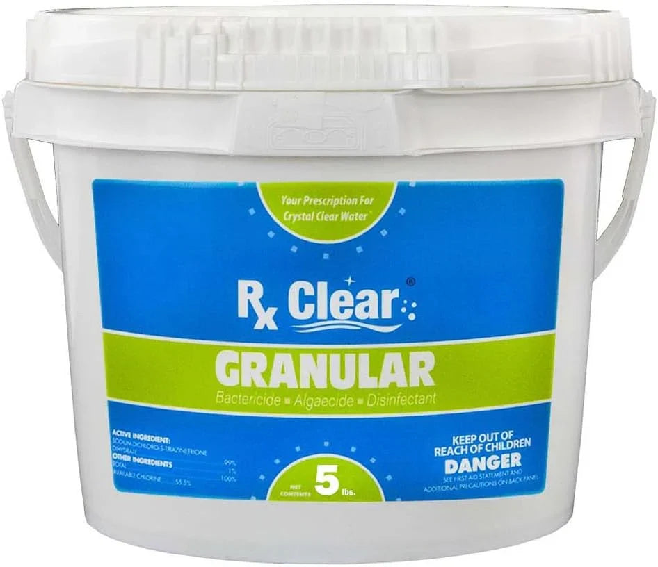 Clear Stabilized Granular Chlorine | One 50-Pound Bucket | Use As Bactericide, Algaecide, and Disinfectant in Swimming Pools 