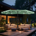 15ft Double Sided Patio Umbrella with Solar Lights, Outdoor Large Umbrellas with Crank Handle and 36 LED Lights, Rectangular Market Umbrella with Base Included for Deck Pool Shade - image 1