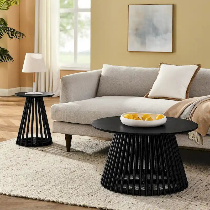 15.75-Inch Round Solid Wood Coffee Table - Minimalist End Table for Living Room - image 6