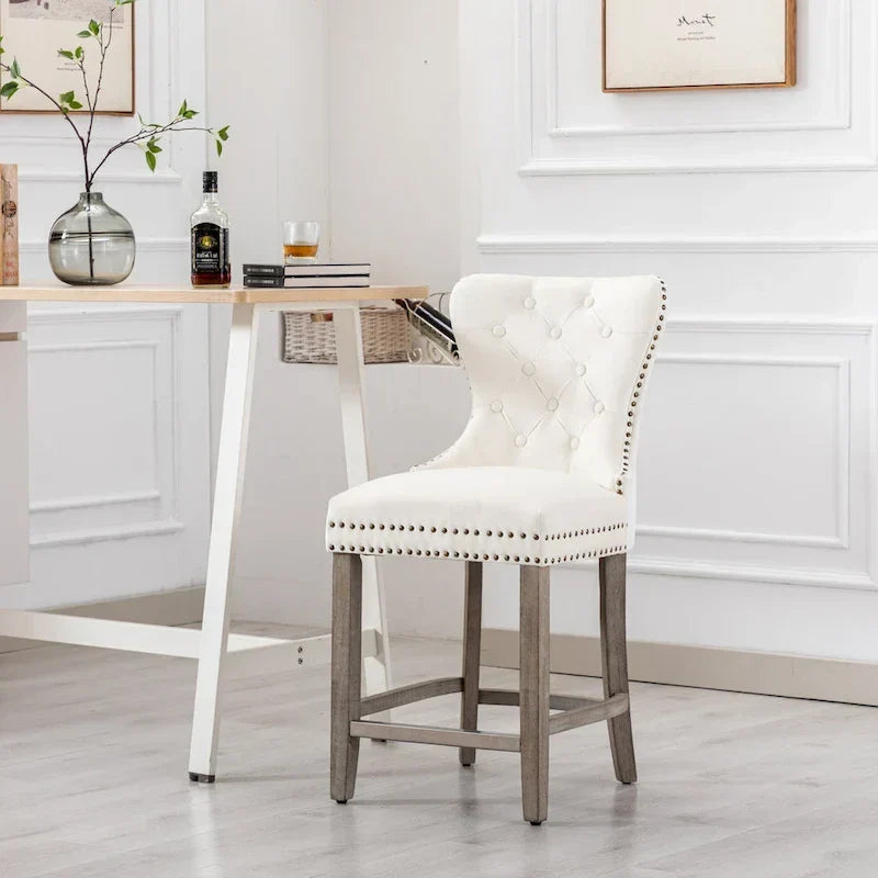 Carter 24-Inch Wingback Tufted Counter Stool with Antique Grey Legs and Nailhead Trim - image 33