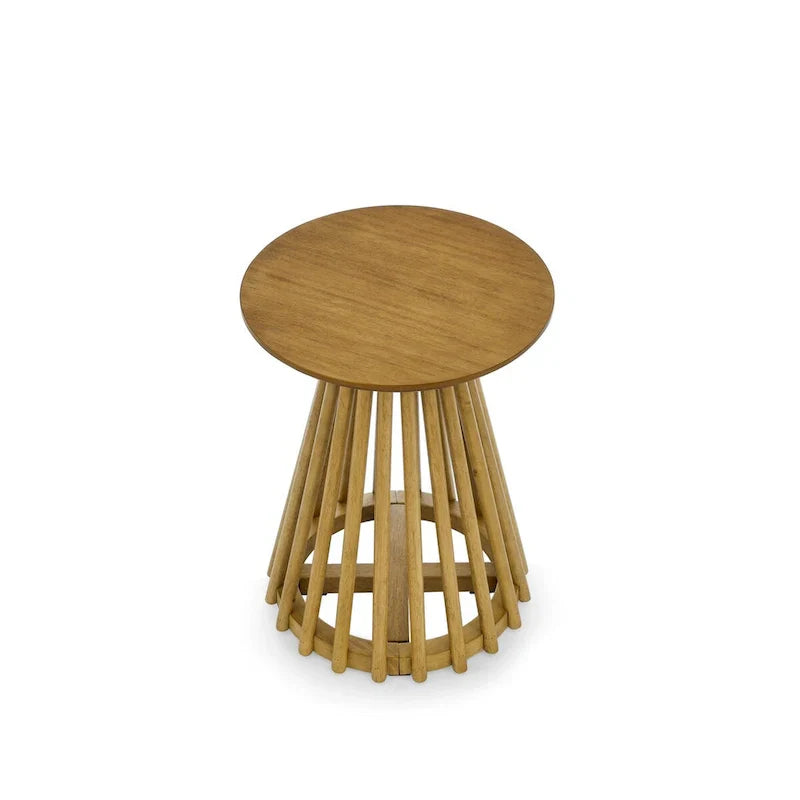 15.75-Inch Round Solid Wood Coffee Table - Minimalist End Table for Living Room - image 13