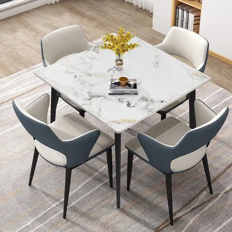 Contemporary Slate Kitchen Dining Table with Sintered Stone Surface and Metal Legs (Table Only) - 31.5 x 31.5 x 30 inches - image 6