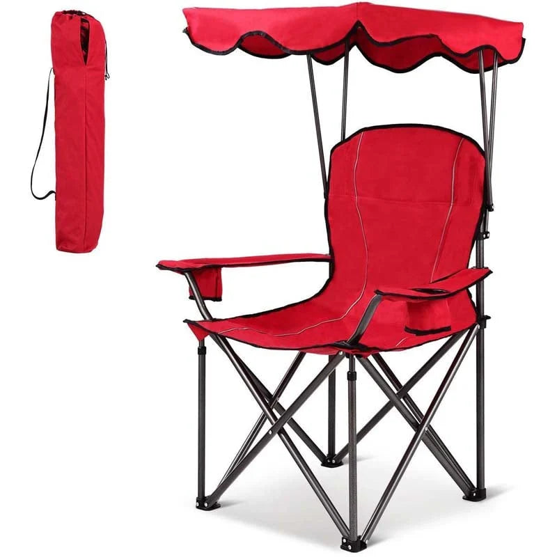Outdoor Canopy Chair Portable Folding Beach Chair With 2 Cup Holders 600D Pvc Fabric Camping Chair Lawn Chair - Comfortable A
