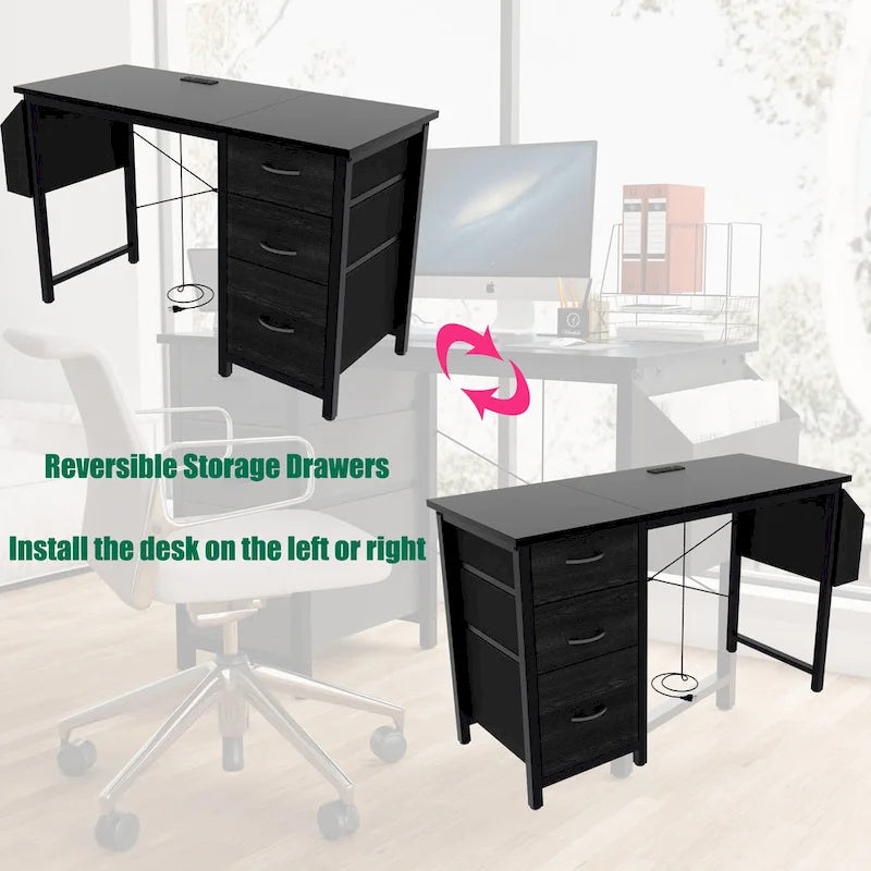 Contemporary Computer Desk with Built-in Charging Station and Versatile Reversible Storage Drawers for Home Office or Study - image 15