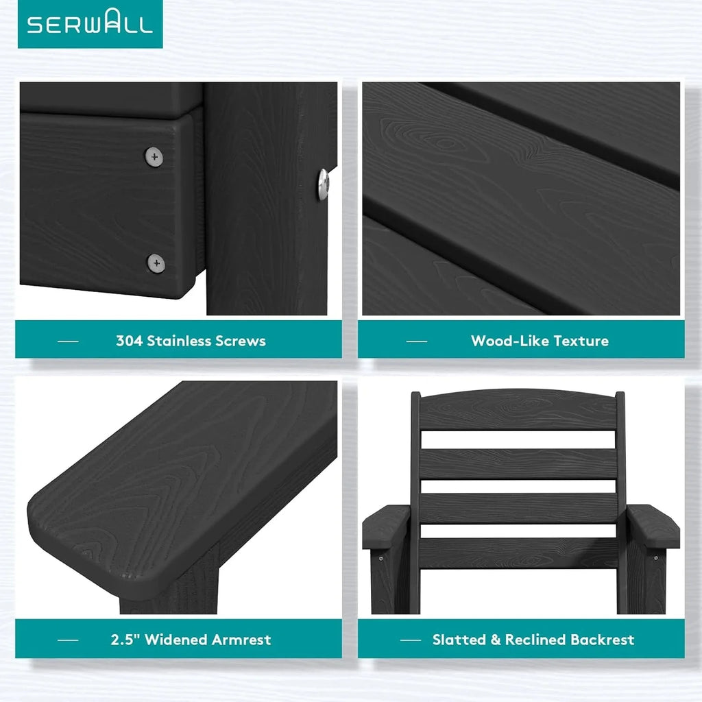 SERWALL 7-Piece Patio Table Set, Outdoor HDPE Dining Furniture with Umbrella Hole, All Weather Table and Chairs for Lawn, Garden, Poolside, Aruba - image 126