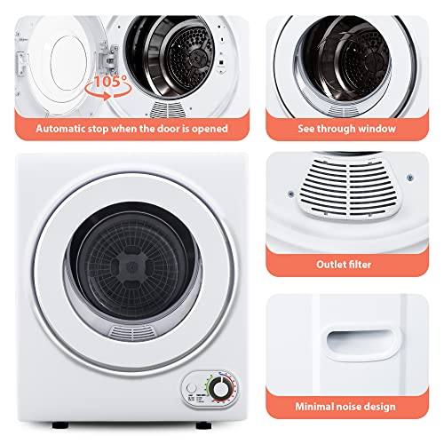 Portable Clothes Dryer 850W, 1.5 cu.ft, Compact & Quiet, Wall-Mountable, ETL Certified, Ideal for Small Spaces