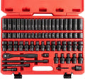 NEIKO 02471A Impact Socket Set, 3/8- Drive, 67 Piece, Metric and Standard Master Socket Set with Shallow & Deep Sockets, Ratchet, Swivel Sockets - image 1