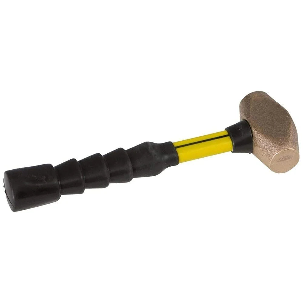 Nupla 4 lb. Non-Sparking Brass Hammer with 12 inch Fiberglass Handle and SG Grip - Perfect for Mechanics, Contractors, and Trade Professionals, Yellow - image 3