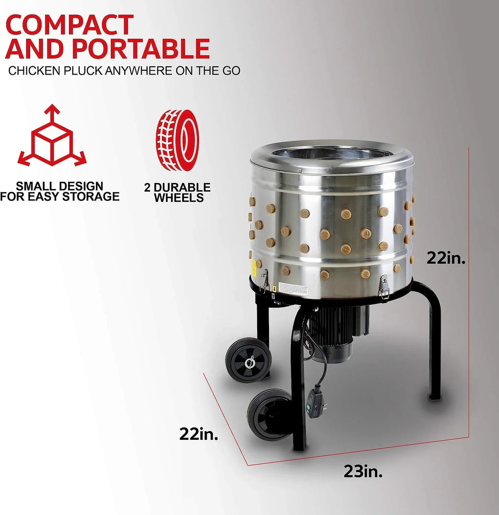 Kitchener Chicken Plucker De-Feather Remover Poultry and Fowl Food Processor Electric Stainless Steel Heavy Duty 1HP 120VAC 2