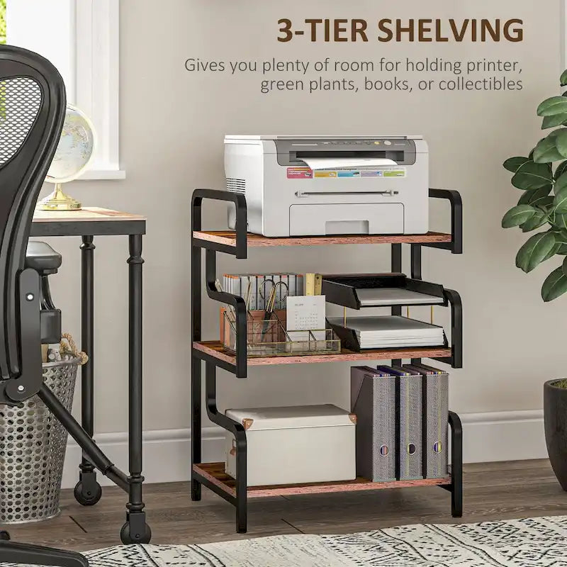 HOMCOM Industrial 3-Tier Printer Stand with Storage - Versatile Metal Rack for Home Office - image 24