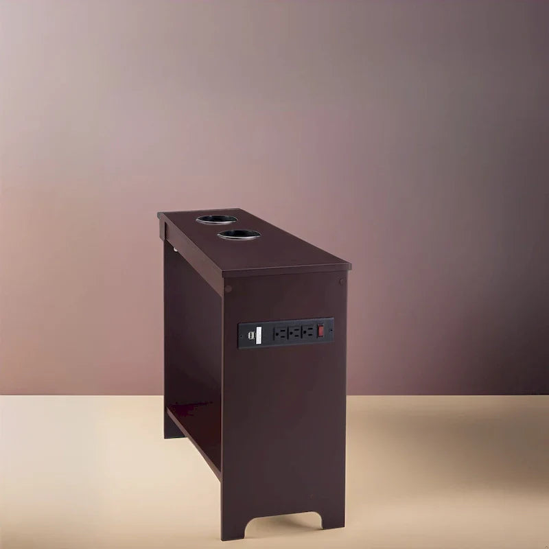 Compact Charging Side Table - Nightstand with Storage, Dual Power Outlets & USB Ports - image 3