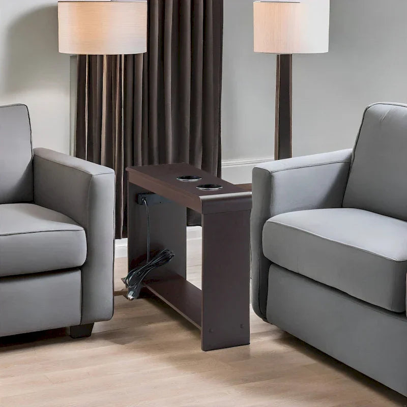 Compact Charging Side Table - Nightstand with Storage, Dual Power Outlets & USB Ports - image 12
