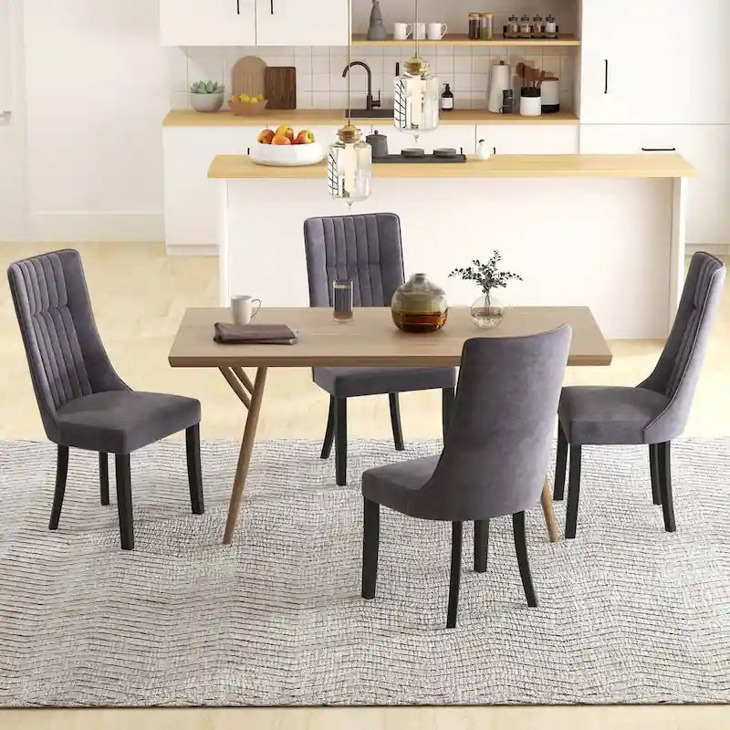 Costway Set of 2/4 Channel Tufted Dining Chairs with High Backrest - image 10