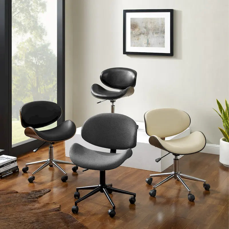 Mid-Century Modern Adjustable Office Chair with Swivel & Casters - image 6