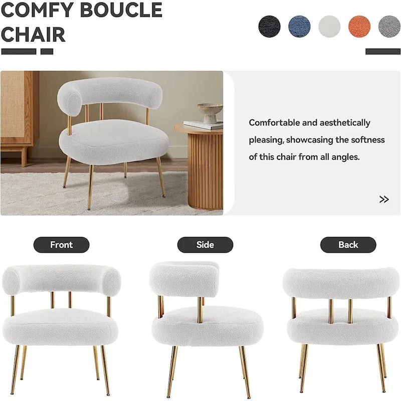 SEYNAR Contemporary Glam Upholstered Open-Back Accent Chair with Gold Legs - image 15