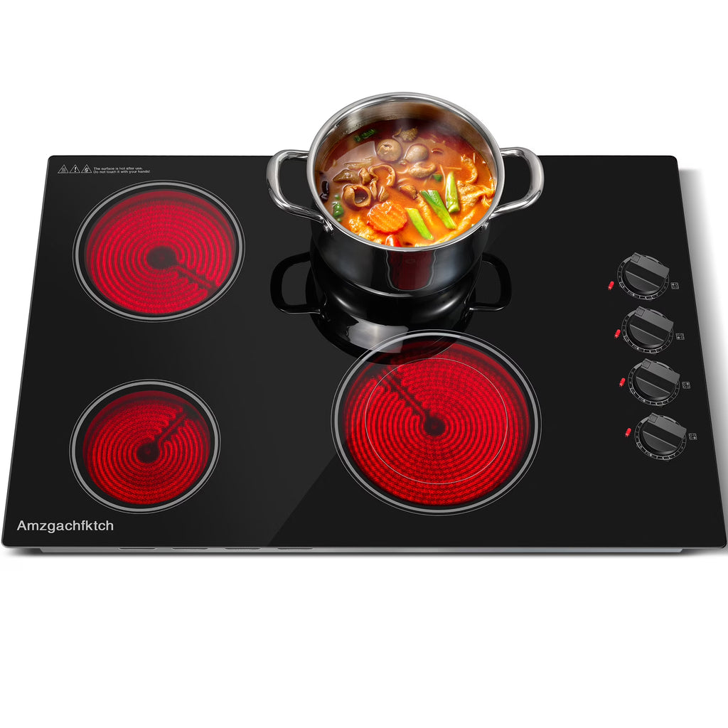 30 inch 4 Burner Built in Electric Ceramic Cooktop 6700W 240V with Hot Surface Indicator Radiation-Free ETL Certified - image 1