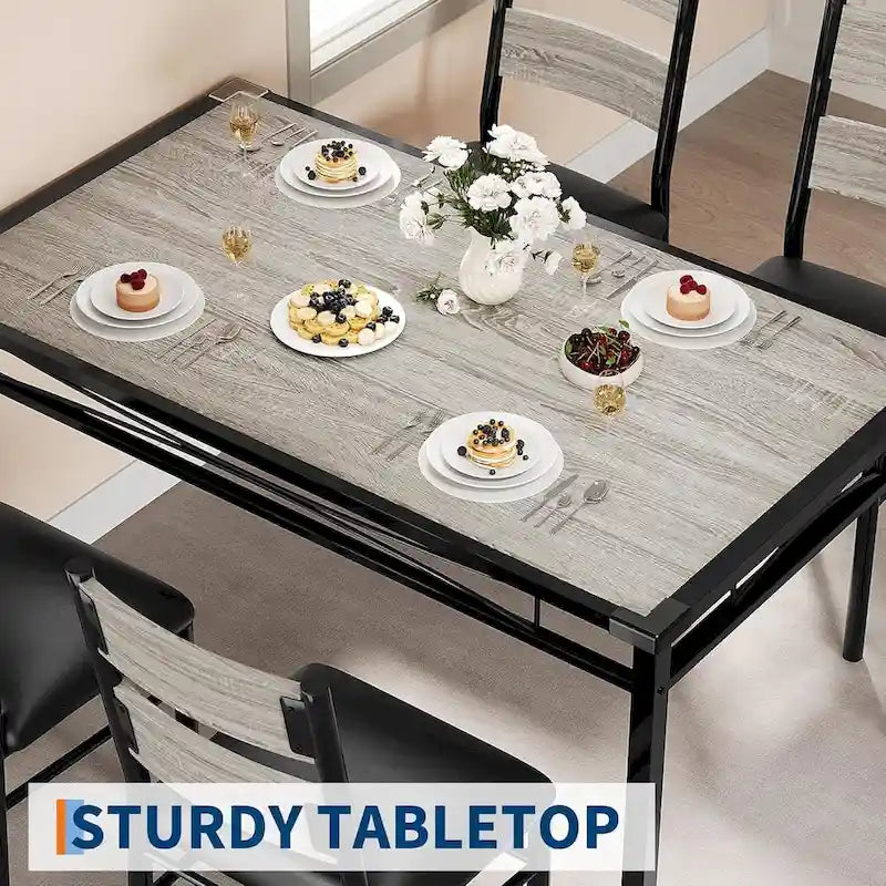 Wooden Dining Table Set with Upholstered Chairs for Kitchen - image 11