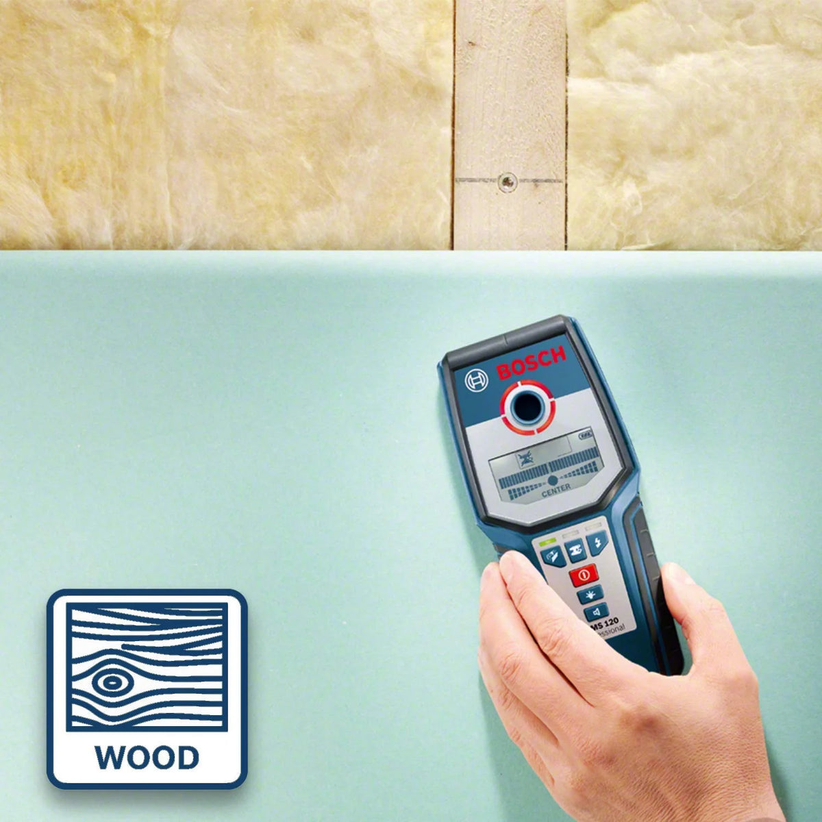 Bosch Professional Stud Finder GMS 120 (Drill hole marker, max. detection depth wood/magnetic metal/non-magnetic metal/live cable: 38/120/80/50 mm, in cardboard box) - Amazon Exclusive Set - image 3