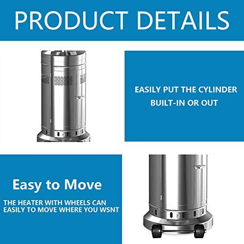 2 Set 48,000-BTU Umbrella Patio Propane Heater with Wheels,Stainless Steel Patio Heater,Stainless Steel Floorstanding Liquid 