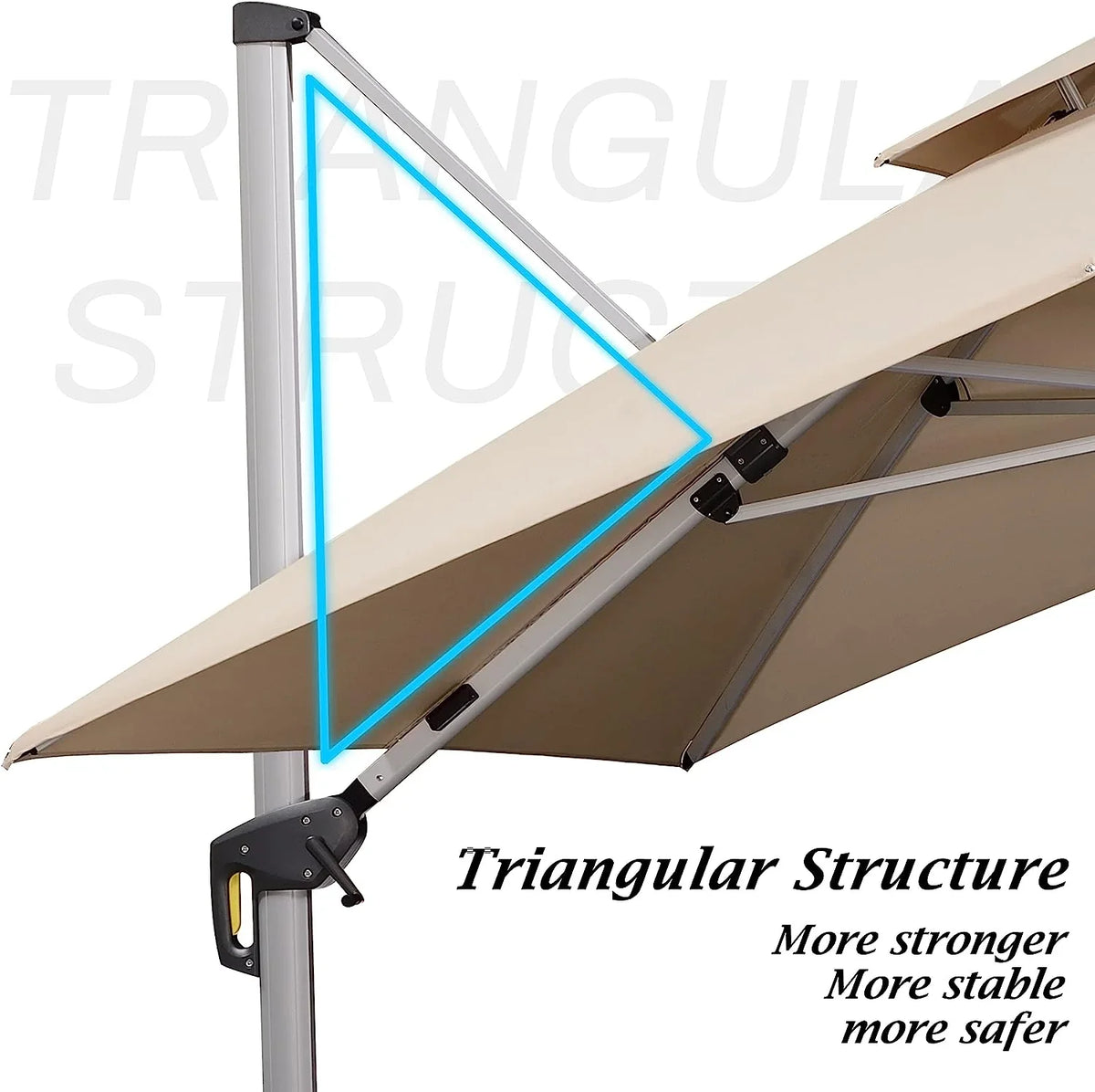 12ft Solar LED Patio Umbrella Outdoor Round Umbrella Large Cantilever Umbrella with LED Lights Windproof Bias Umbrella Heavy 