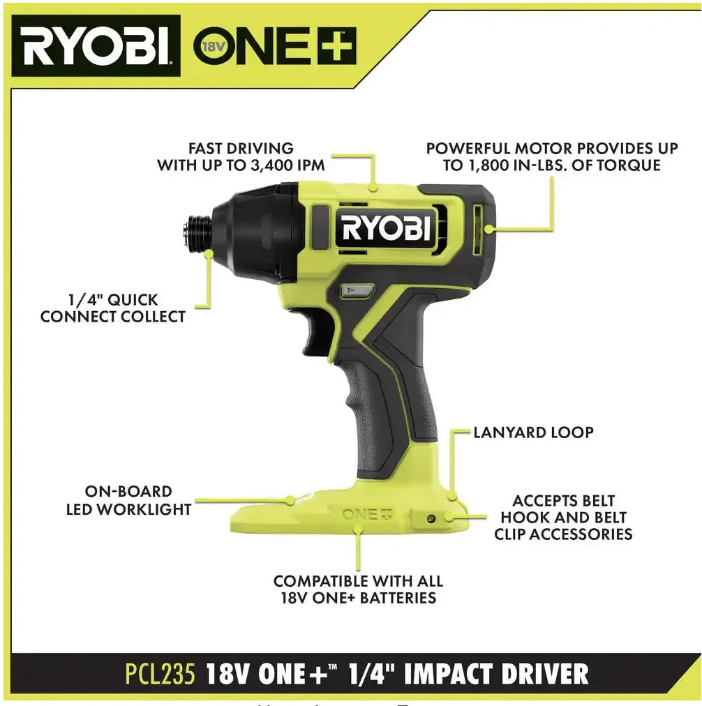 RYOBI ONE+ 18V Cordless 6 - Tool Combo Kit with 1.5 Ah Battery, 4.0 Ah Battery, and Charger - image 4