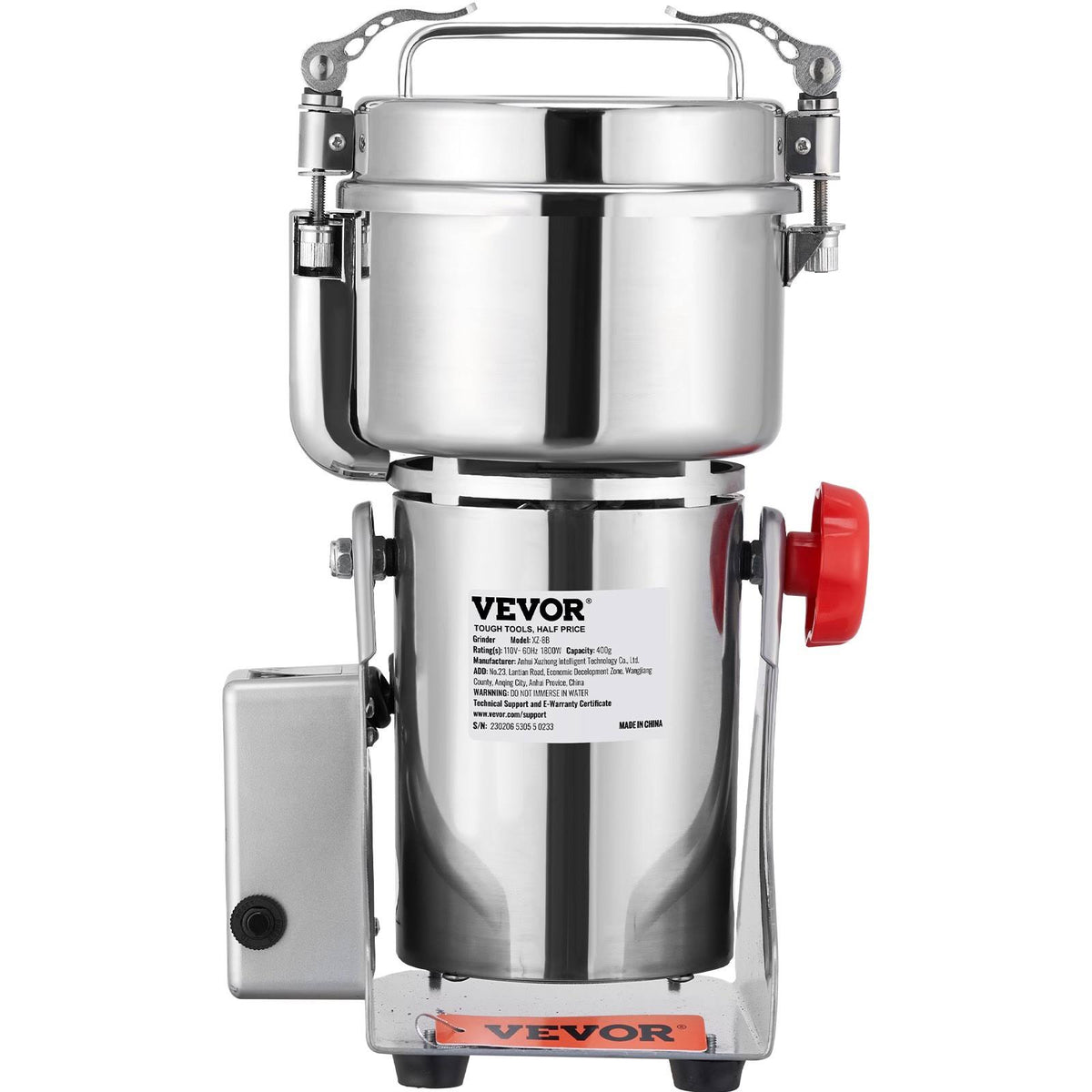 VEVOR 1000g Electric Grain Mill Grinder, High Speed 3750W Commercial Spice Grinders, Stainless Steel Pulverizer Powder Machine - image 1