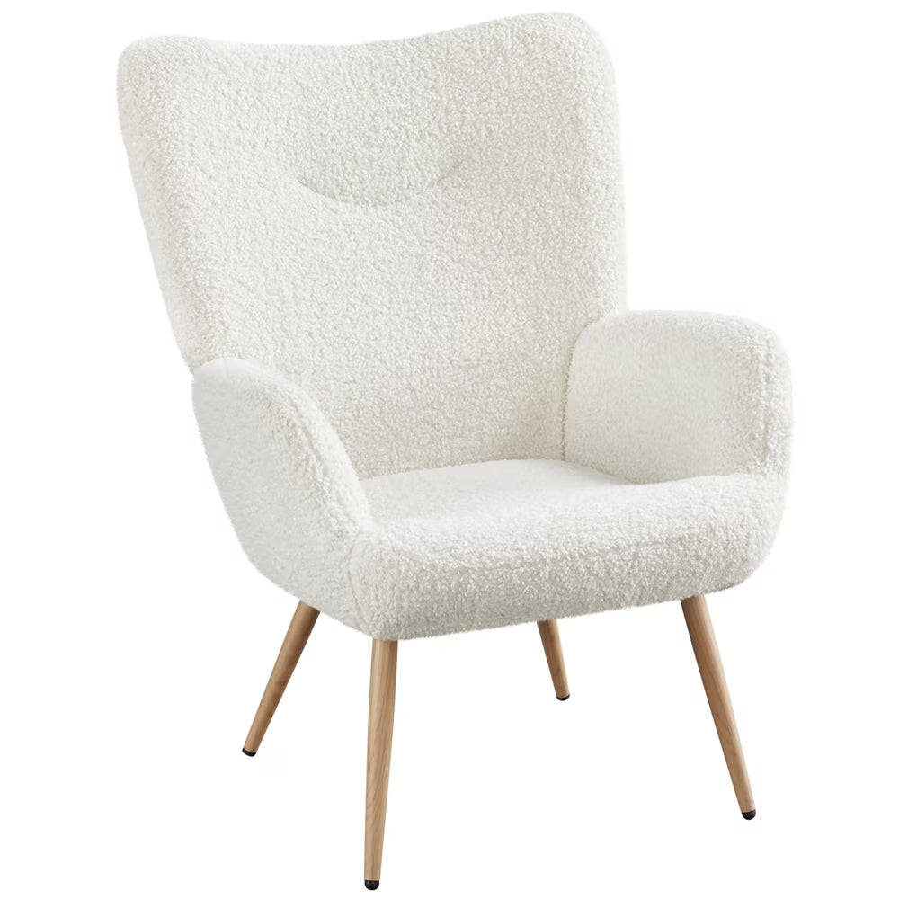 Alden Design Mid-Century Modern Faux Leather Wingback Accent Chair, Brown - image 5