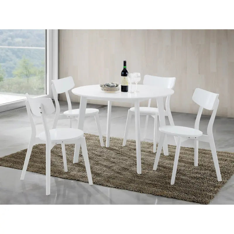 Roundhill Furniture Roma Modern White Round Dining Table - image 6