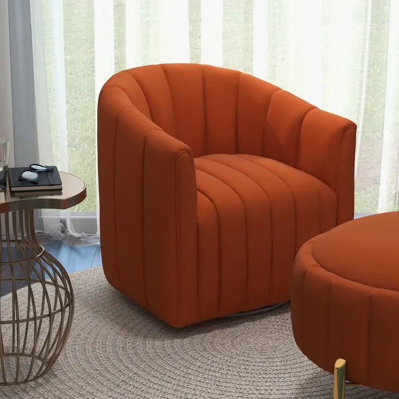 Swivel Accent Chair with Ottoman Set and Upholstered Cushion - image 29