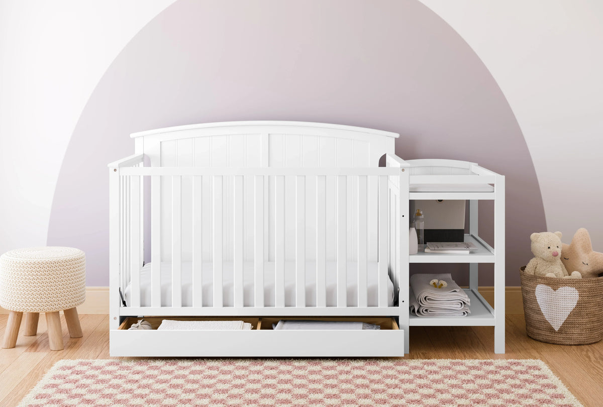Storkcraft Steveston 5-in-1 Convertible Baby Crib & Changer, White