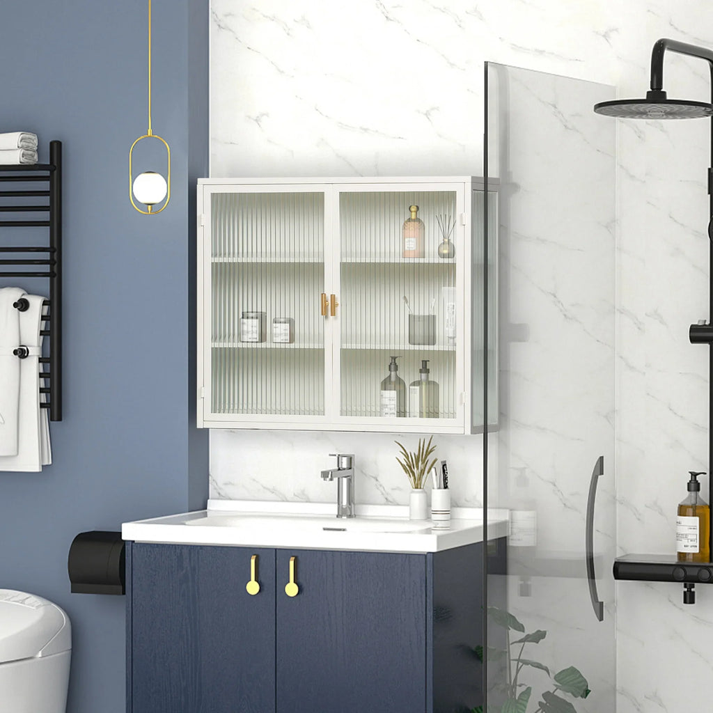 27.56"Modern Wall Cabinet with Glass Doors, Bathroom Cabinet with Featuring Three-tier Storage for Entryway Living Room, Bathroom or Dining Room - image 16