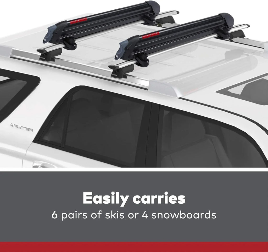 Yakima, PowderHound 6 Ski & Snowboard Mount, Fits Up to 6 Pairs of Skis or 4 Snowboards, Rides Quietly, Fits Most Roof Racks,