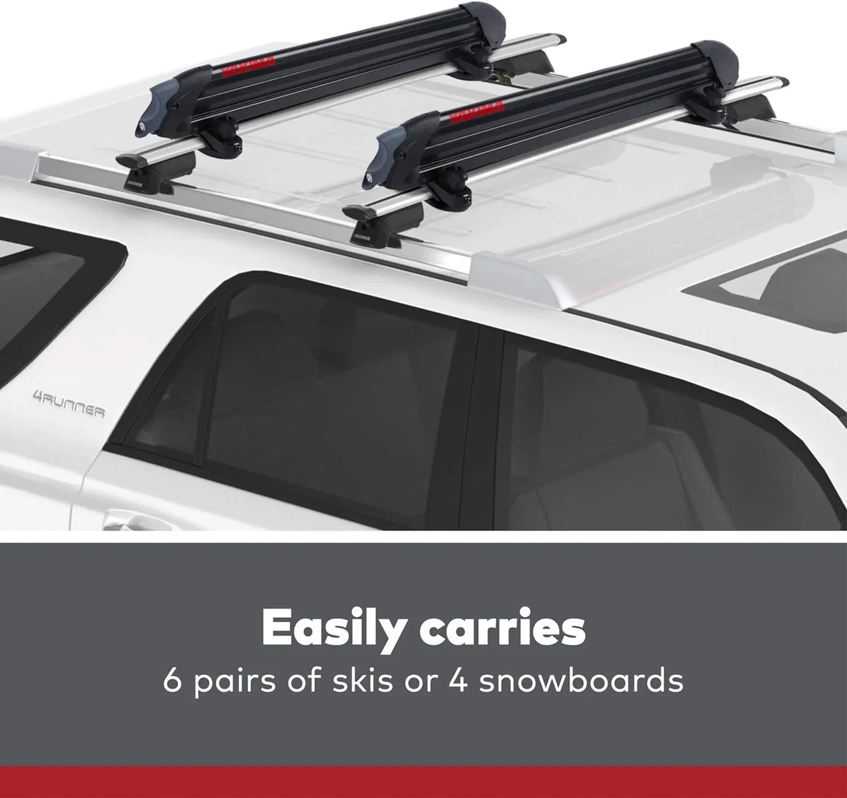 Yakima, PowderHound 6 Ski & Snowboard Mount, Fits Up to 6 Pairs of Skis or 4 Snowboards, Rides Quietly, Fits Most Roof Racks,