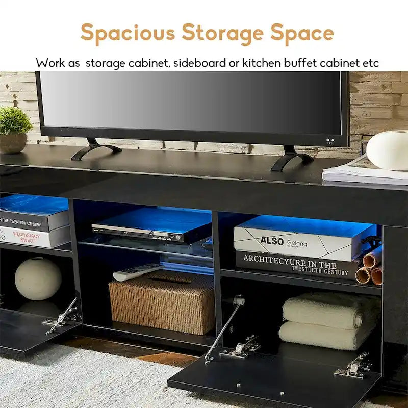Contemporary LED TV Stand Media Console with Illuminated Features - High Gloss Finish, 51L x 14W x 16H inches - image 16