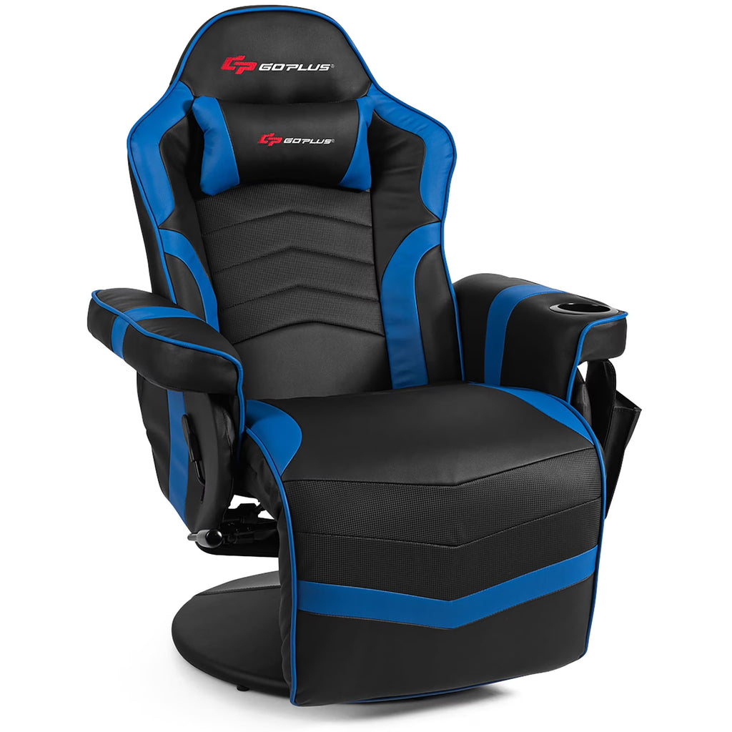 Massage Gaming Chair Racing Style Gaming Recliner Blue - image 1