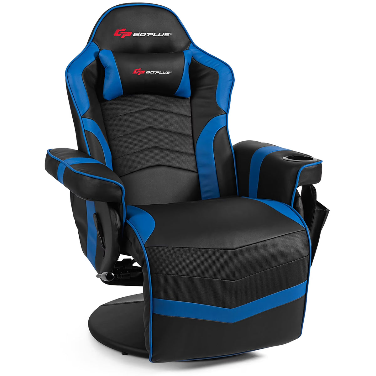 Massage Gaming Chair Racing Style Gaming Recliner Blue - image 1