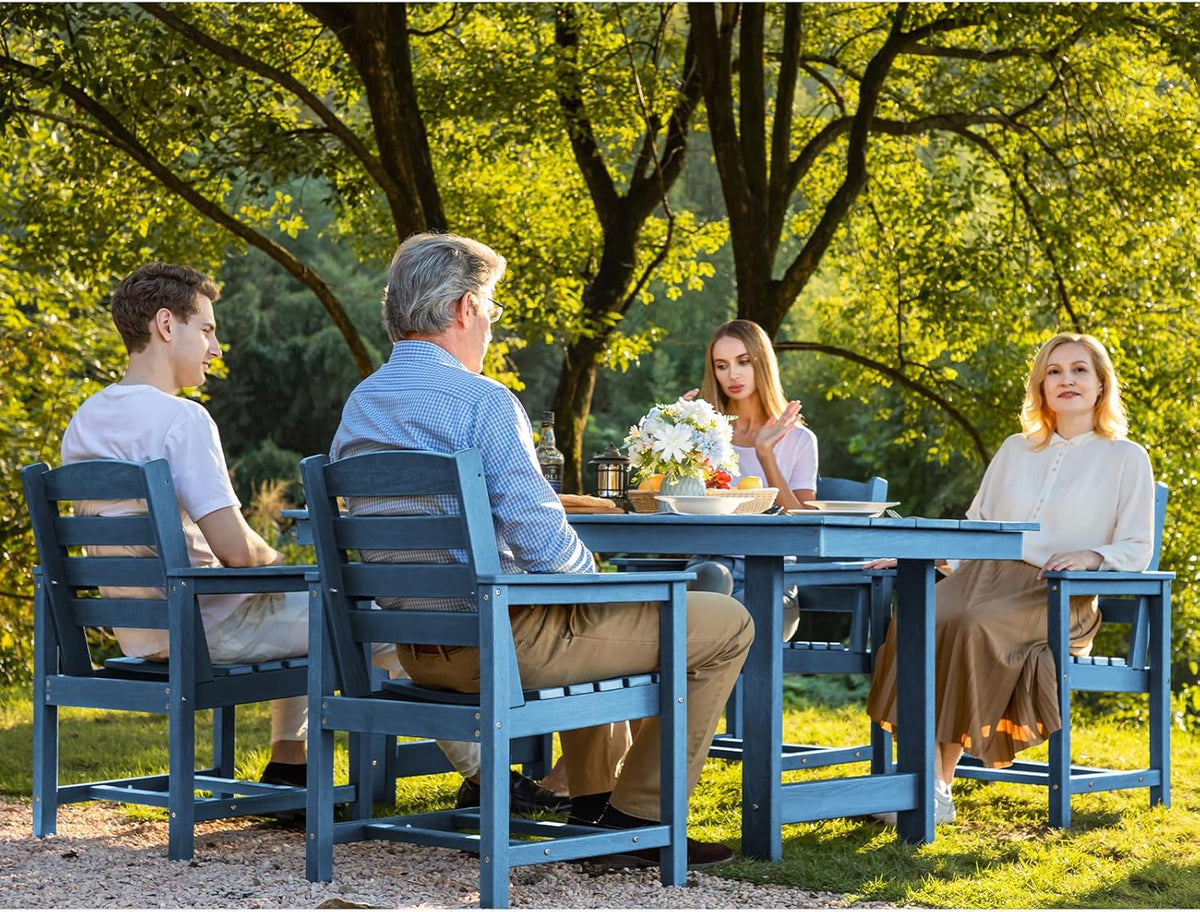 SERWALL 7-Piece Patio Table Set, Outdoor HDPE Dining Furniture with Umbrella Hole, All Weather Table and Chairs for Lawn, Garden, Poolside, Aruba - image 75