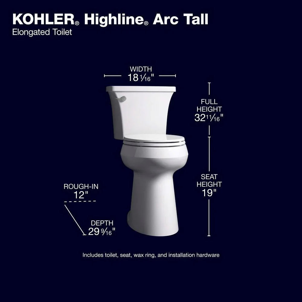 Extra Tall Highline Arc Complete Solution 2-piece 1.28 GPF Single Flush Elongated Toilet in White (Seat Included) 78305-0