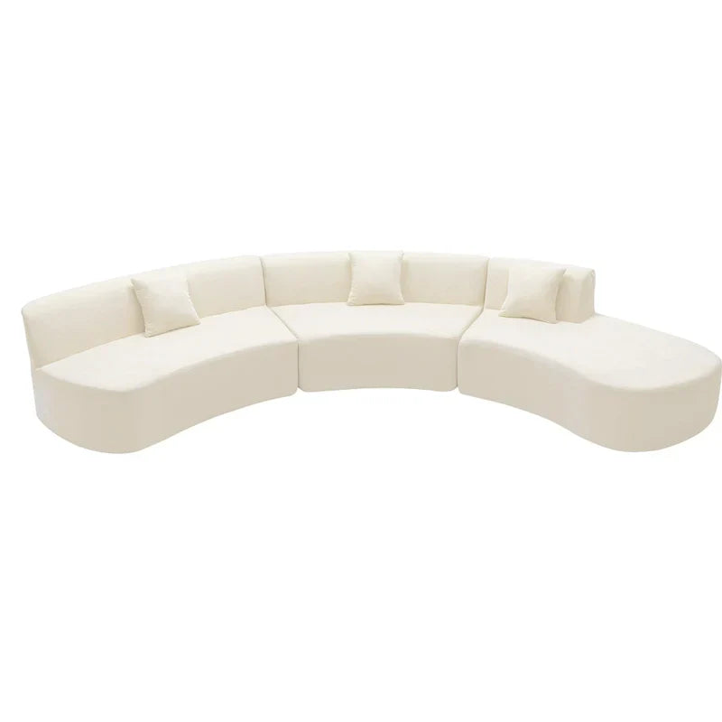 136-Inch Elegant Curved Chenille Sectional Sofa with Three Throw Pillows for Living Room - image 26