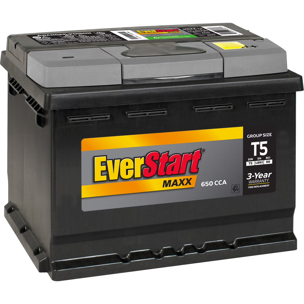EverStart Maxx Lead Acid Automotive Battery, Group Size T5 12 Volt, 650 CCA 95 RC - image 1
