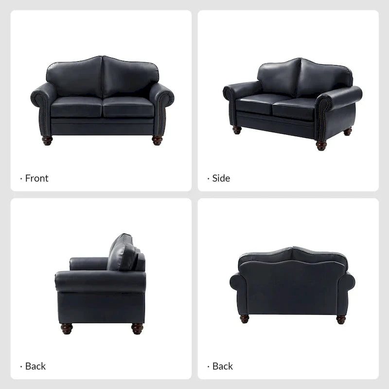 Angel Transitional Genuine Leather Sofa with Tufted Backrest by HULALA HOME - image 37