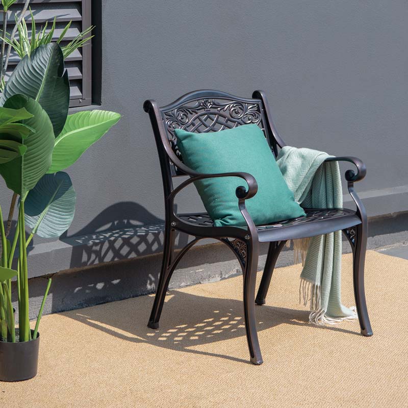24Pcs All Weather Cast Aluminum Chairs With Armrests Amp Curved Seats Outdoor Dining Chairs Patio Bistro Armchairs - Comforta