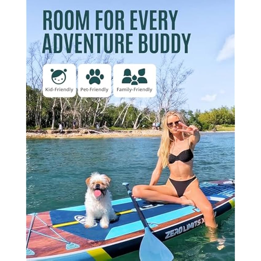 ZLX 11'6" Extra Wide Inflatable Stand Up Paddle Board SUP, Stable Non-Slip Deck Pad, Unique Fin System and Premium iSUP Accessories - Portable Backpack & Upgraded Pump for Adults, All Skill Levels - image 7