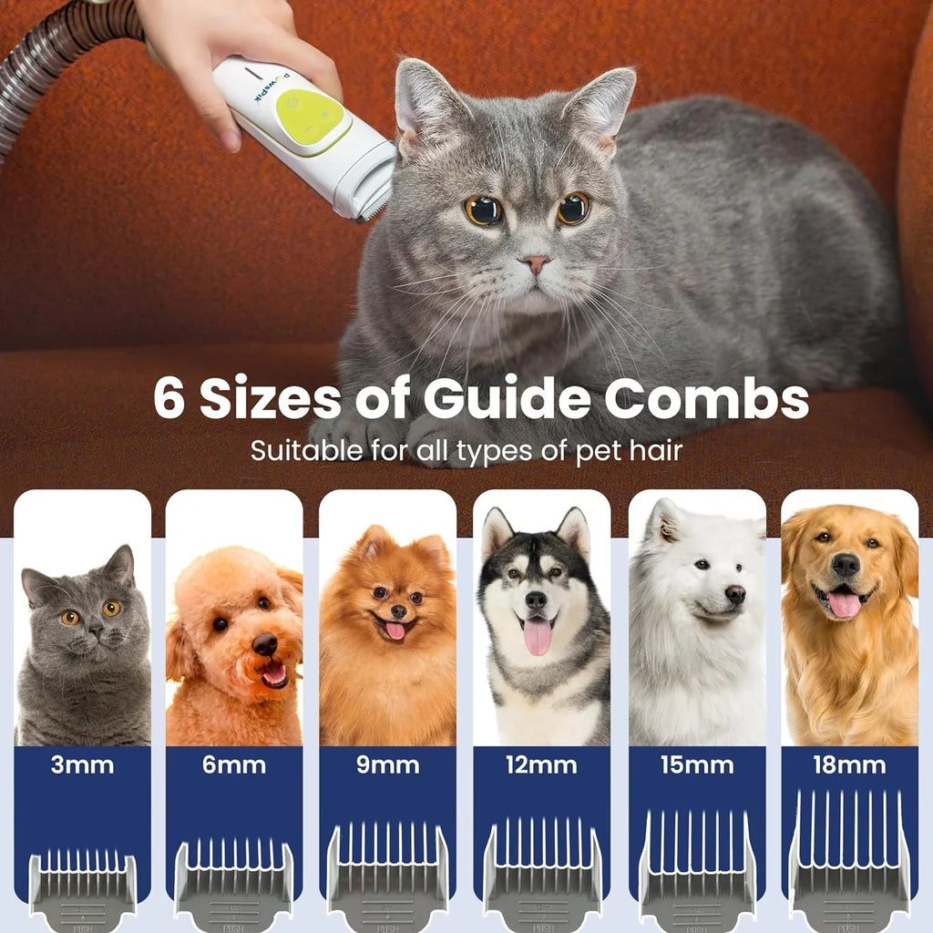 Professional Pet Grooming Vacuum Kit, Dogs & Cats, Direct Handheld Control, 7 Grooming Tools, 6 Suction Levels, Large 2.2L Du