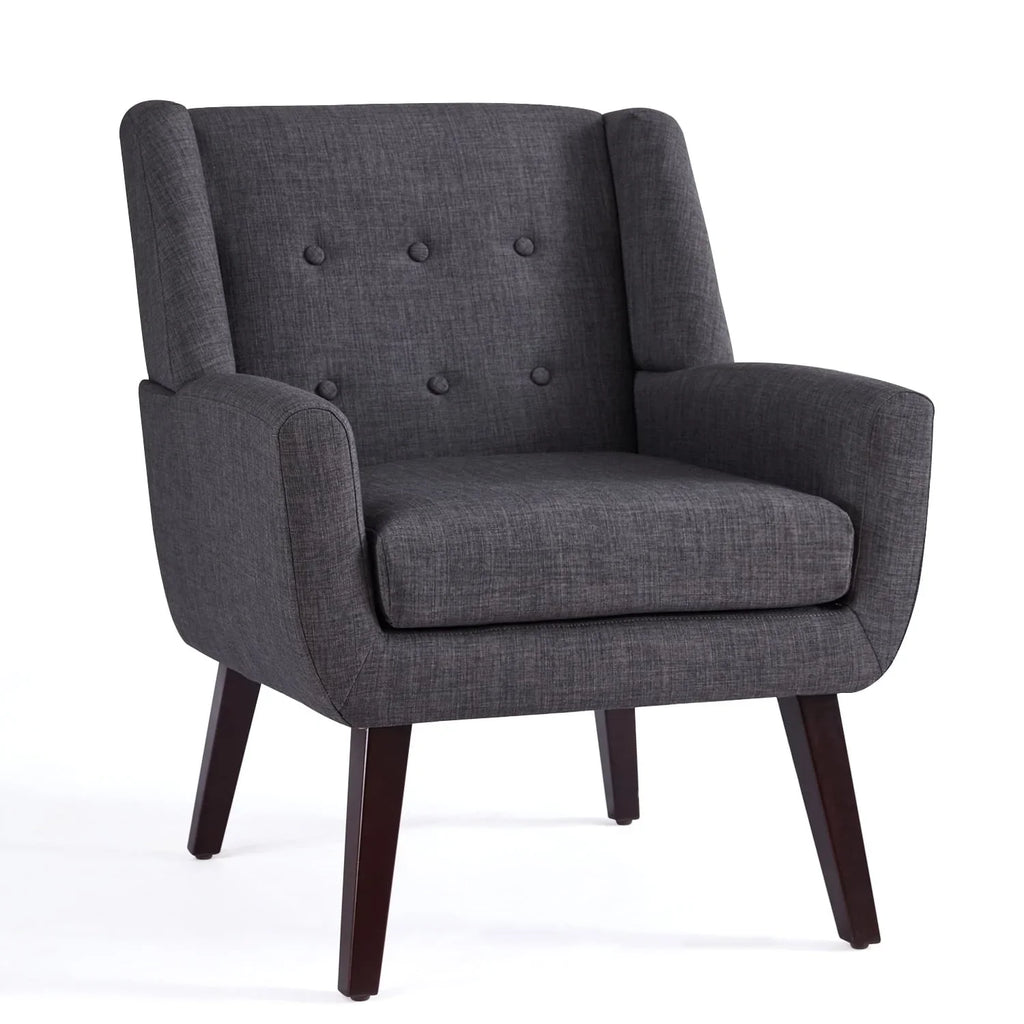 HUIMO Accent Chair, Button-Tufted Upholstered Living Room Chairs, Mid Century Modern Comfy Reading Chairs for Bedroom, Living