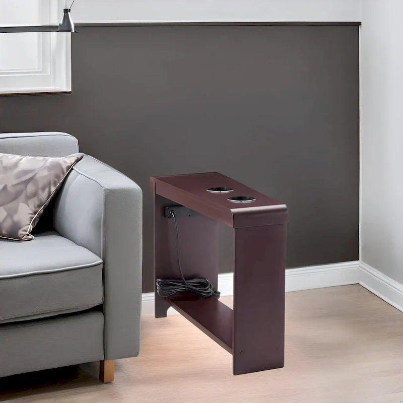 Compact Charging Side Table - Nightstand with Storage, Dual Power Outlets & USB Ports - image 9